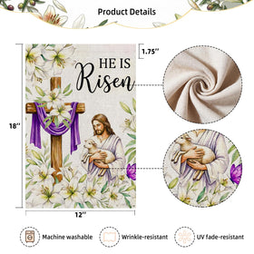 SMBLCE He Is Risen flag 12x18 size ready for garden stands