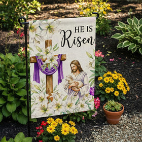 SMBLCE He Is Risen flag double-sided print with vibrant colors for yard display