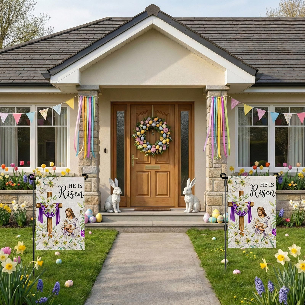 SMBLCE He Is Risen flag suitable for patios, porches, and decks
