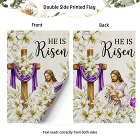 SMBLCE He Is Risen flag sleeve design fits most garden flag stands