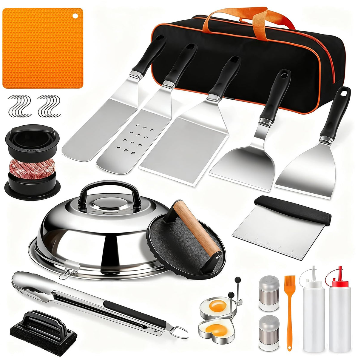 SmeltGrid 28-piece griddle kit displayed for Blackstone, enabling faster, versatile cooking