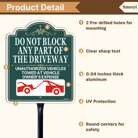 Smeryl weatherproof driveway sign with fade-resistant finish