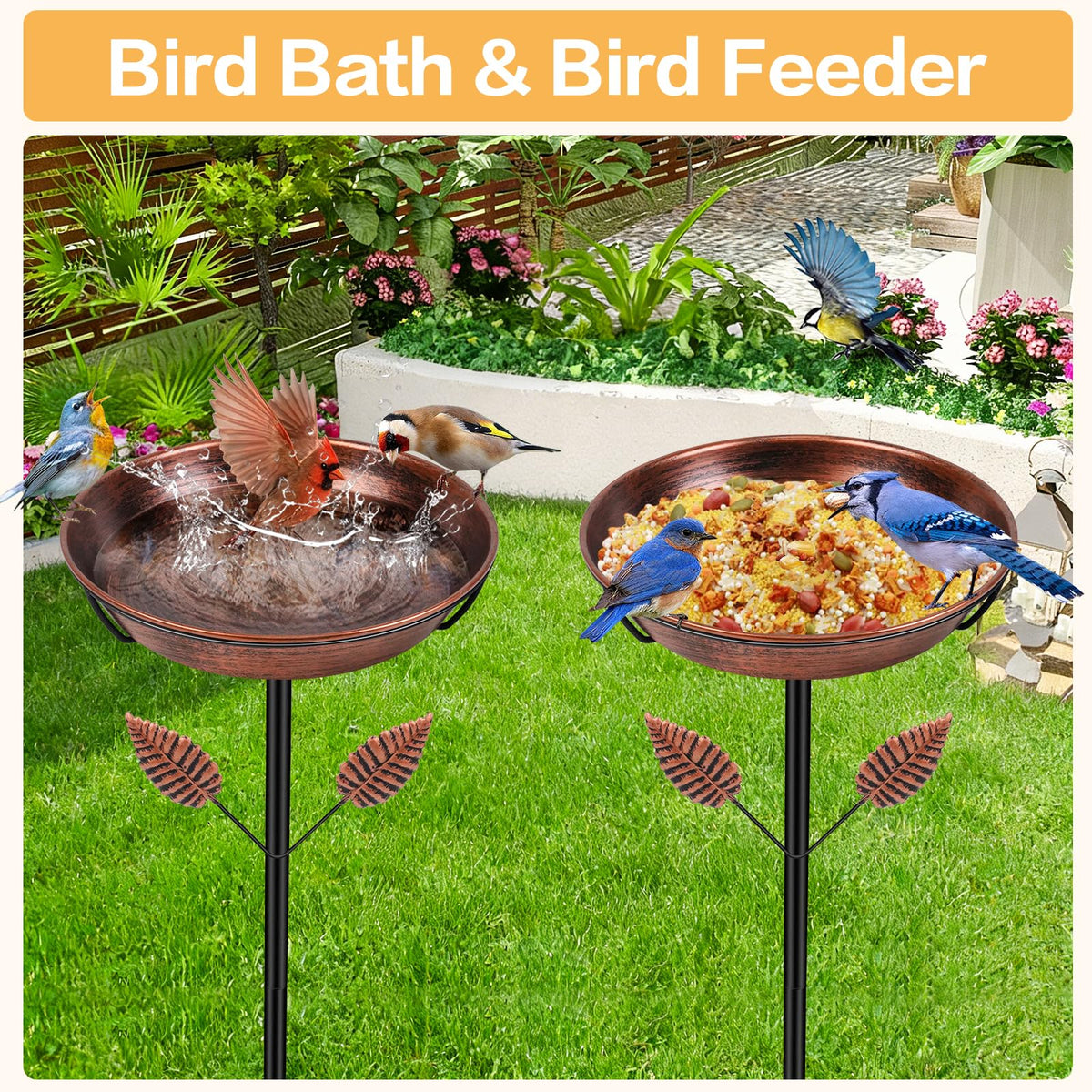 SMFANLIN heavy-duty metal bowl sized 11.7 inches for perches.