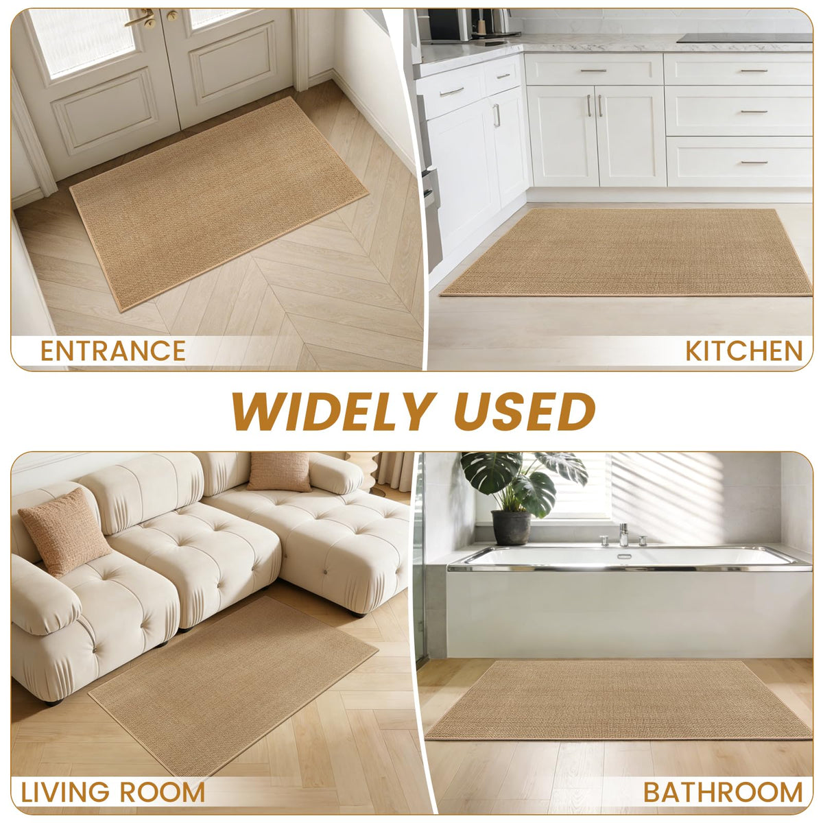 SMILOOL beige indoor mat complements entryways while hiding dirt