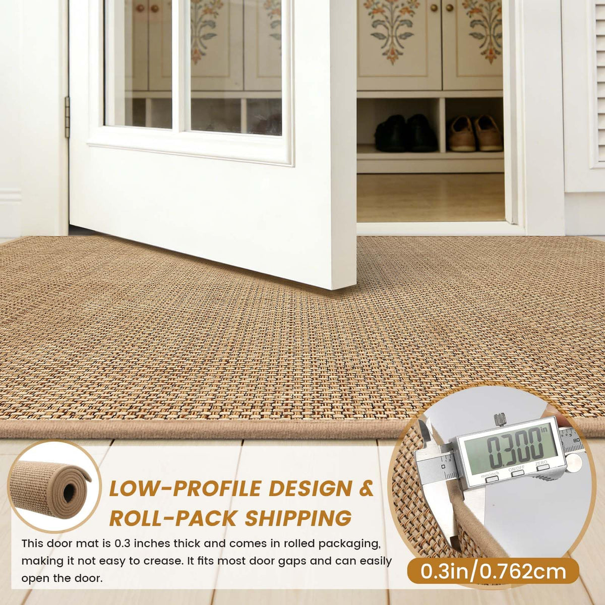 SMILOOL ultra-thin mat 0.3-inch profile fits under most doors