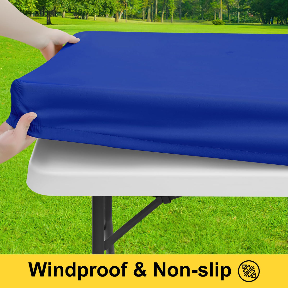 Smiry bench cover 72x12 inches stays securely in place during breezy meals.