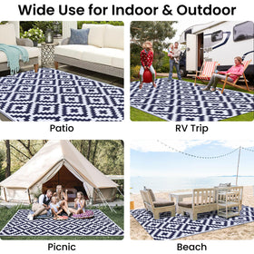 Smiry color navy-white rug complements any outdoor space with sturdy construction