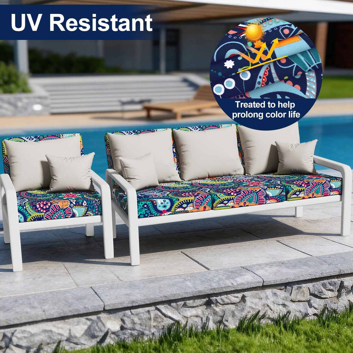 Smiry blue-green cushion cover protects furniture from pet dirt and scratches