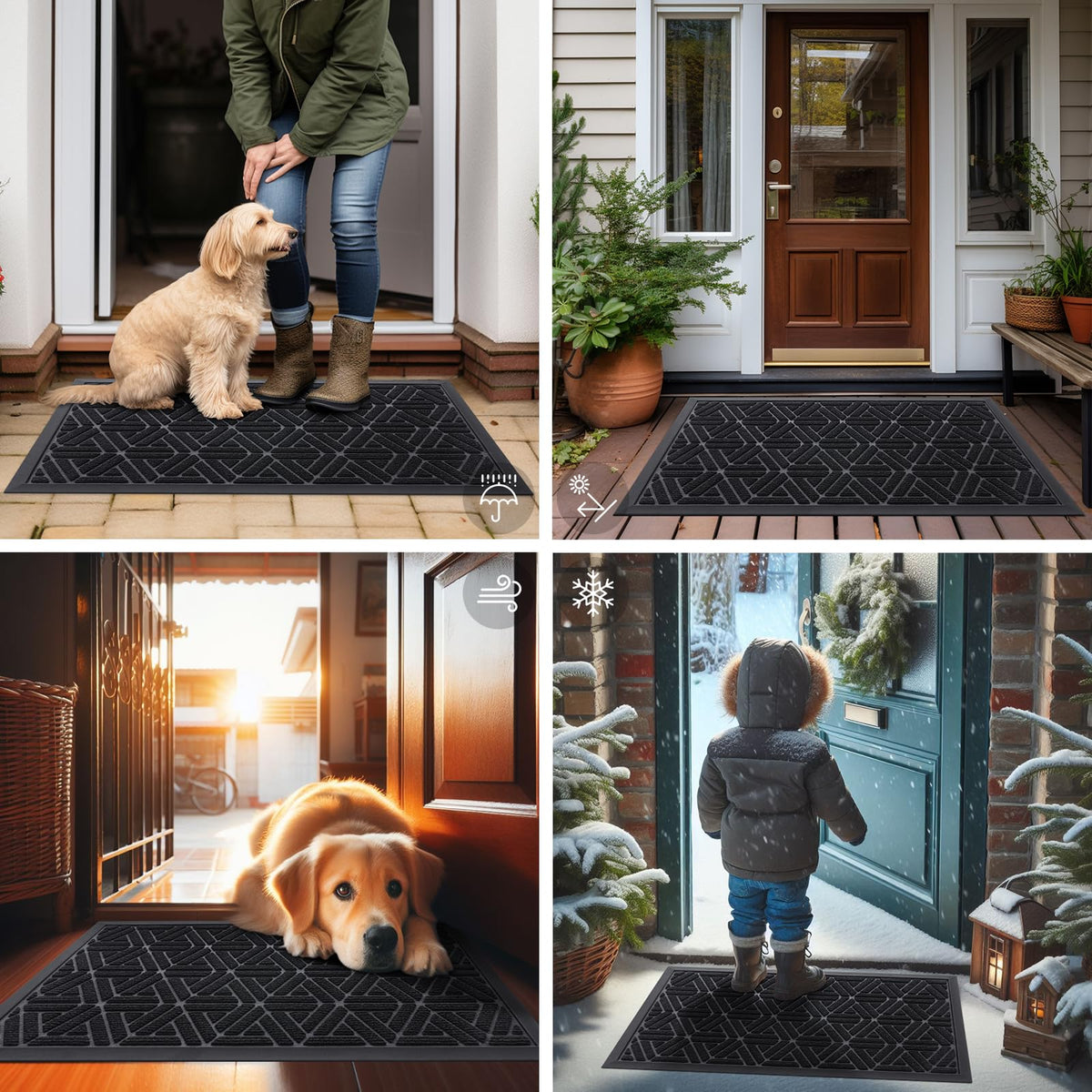 Smiry door mat traps dirt and moisture before entering the home.