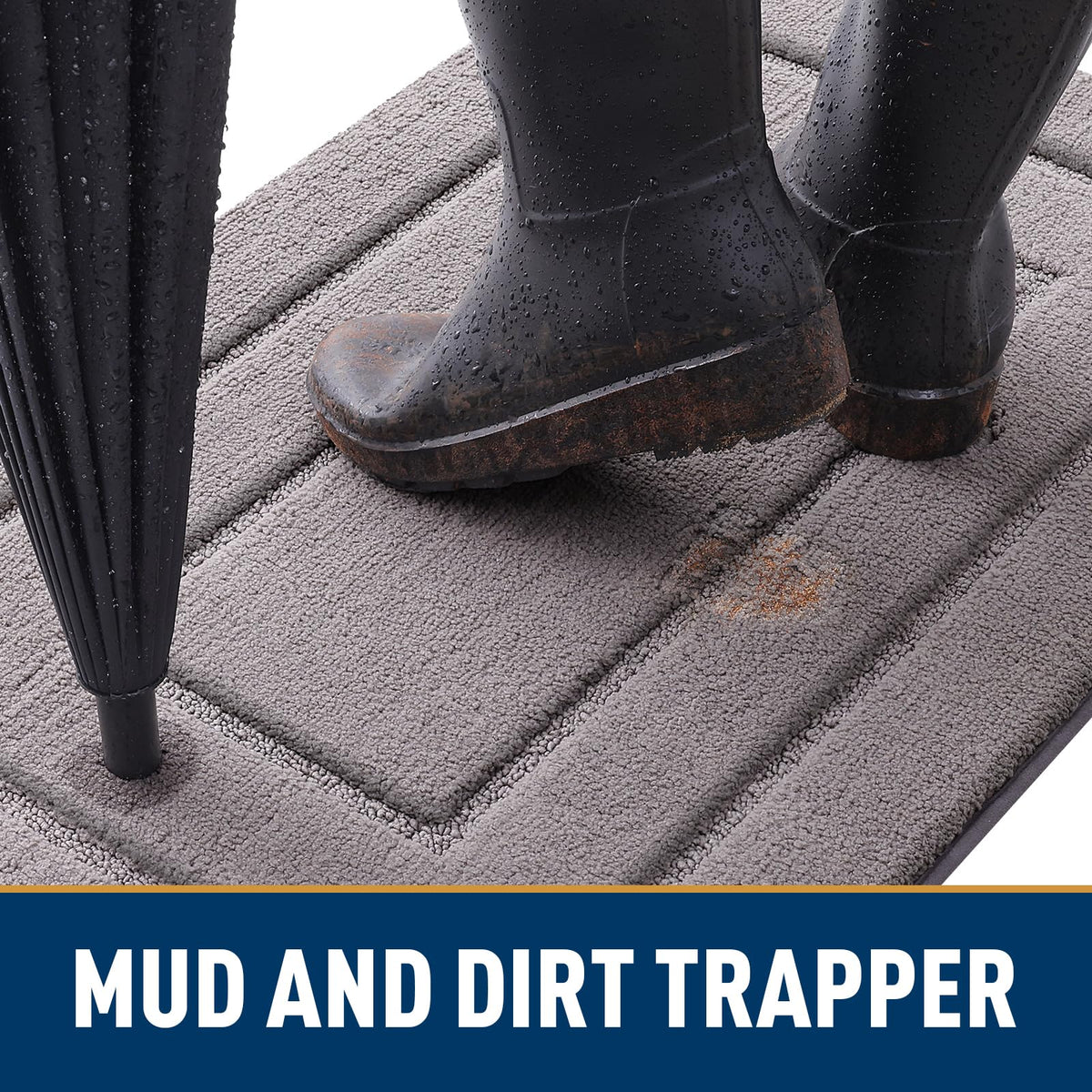 Smiry dog door mat muddy-paws focus keeps floors dry with non-slip backing.