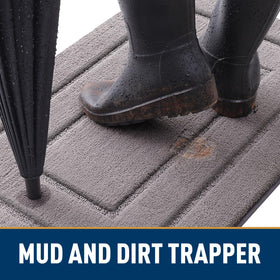 Smiry dog door mat muddy-paws focus keeps floors dry with non-slip backing.