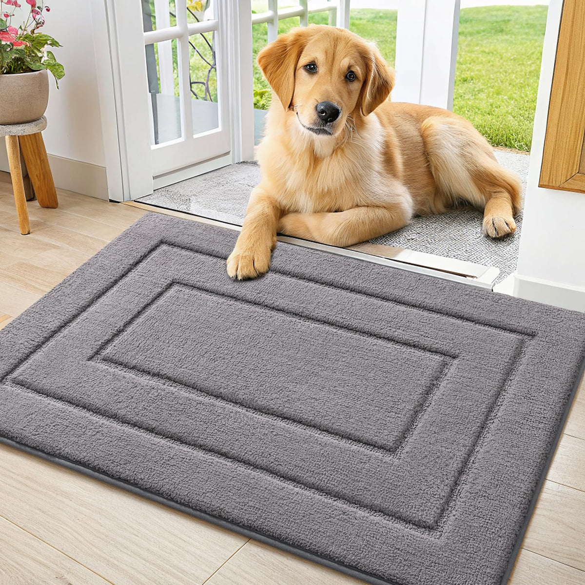 Smiry dog door mat muddy-paws focus traps moisture at entry.