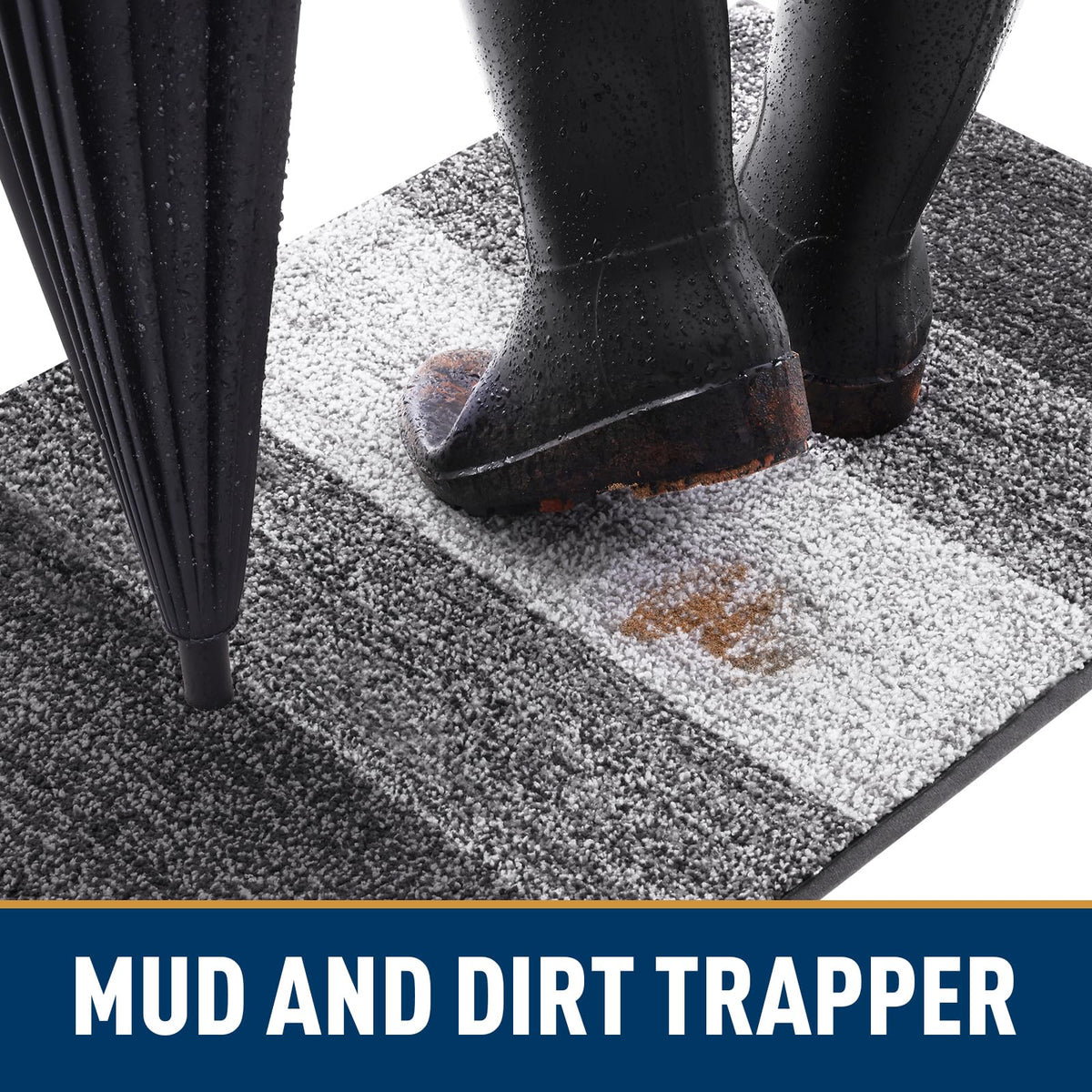 Smiry dog door mat with non-slip backing stays in place and protects floors.