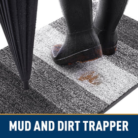 Smiry dog door mat with non-slip backing stays in place and protects floors.