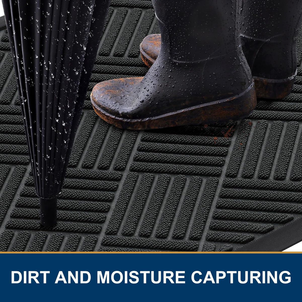 Smiry entrance mat highlighting deep grooves trapping mud and gravel.