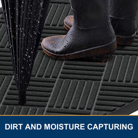 Smiry entrance mat highlighting deep grooves trapping mud and gravel.