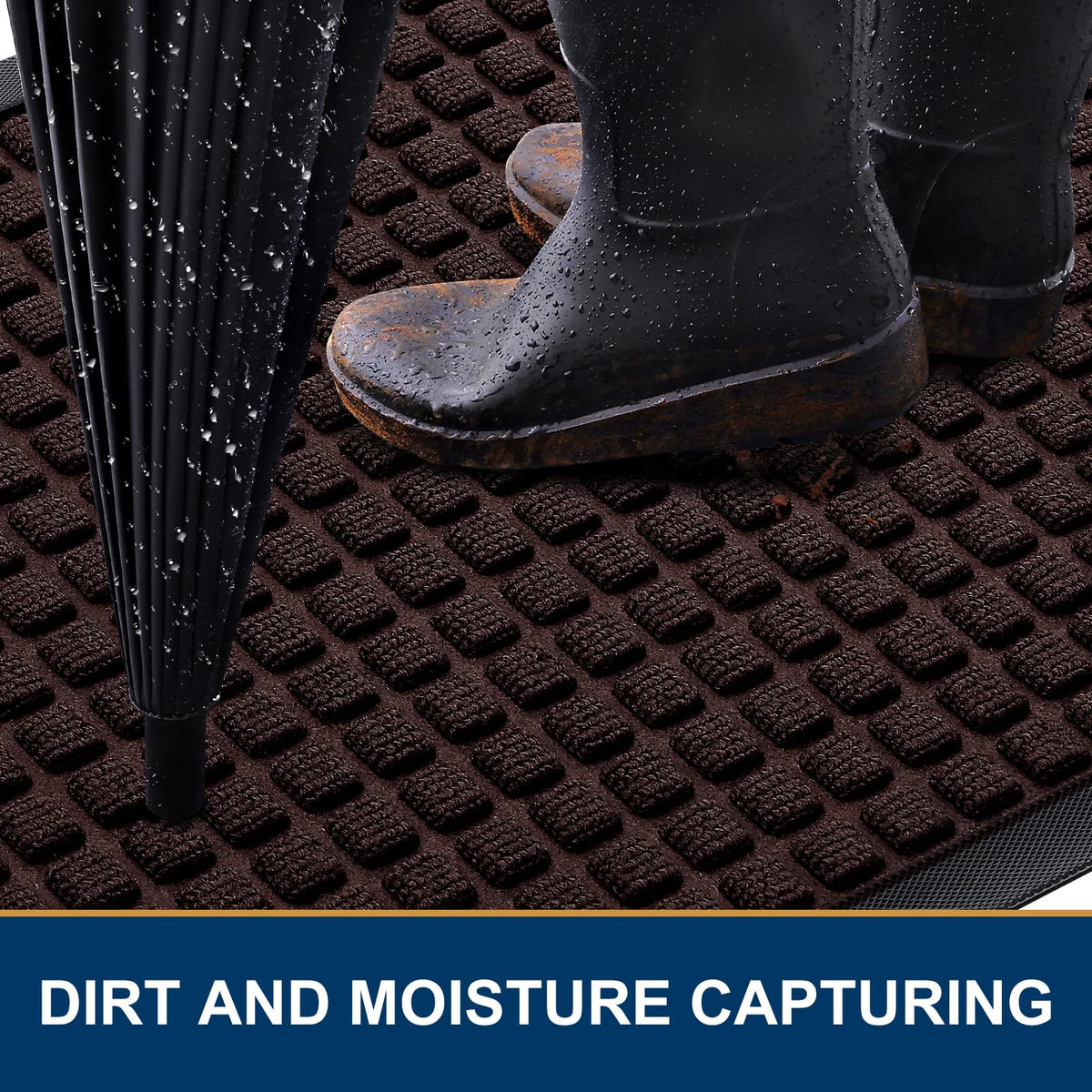 Smiry natural rubber beveled edge prevents water pooling at entry.