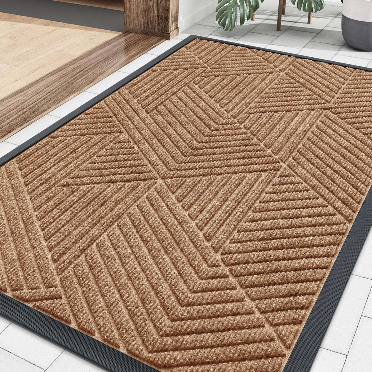 Smiry front door mat in coffee traps dirt at the threshold