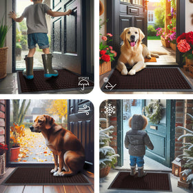 Smiry heavy-duty door mat withstands seasonal changes and heavy traffic.