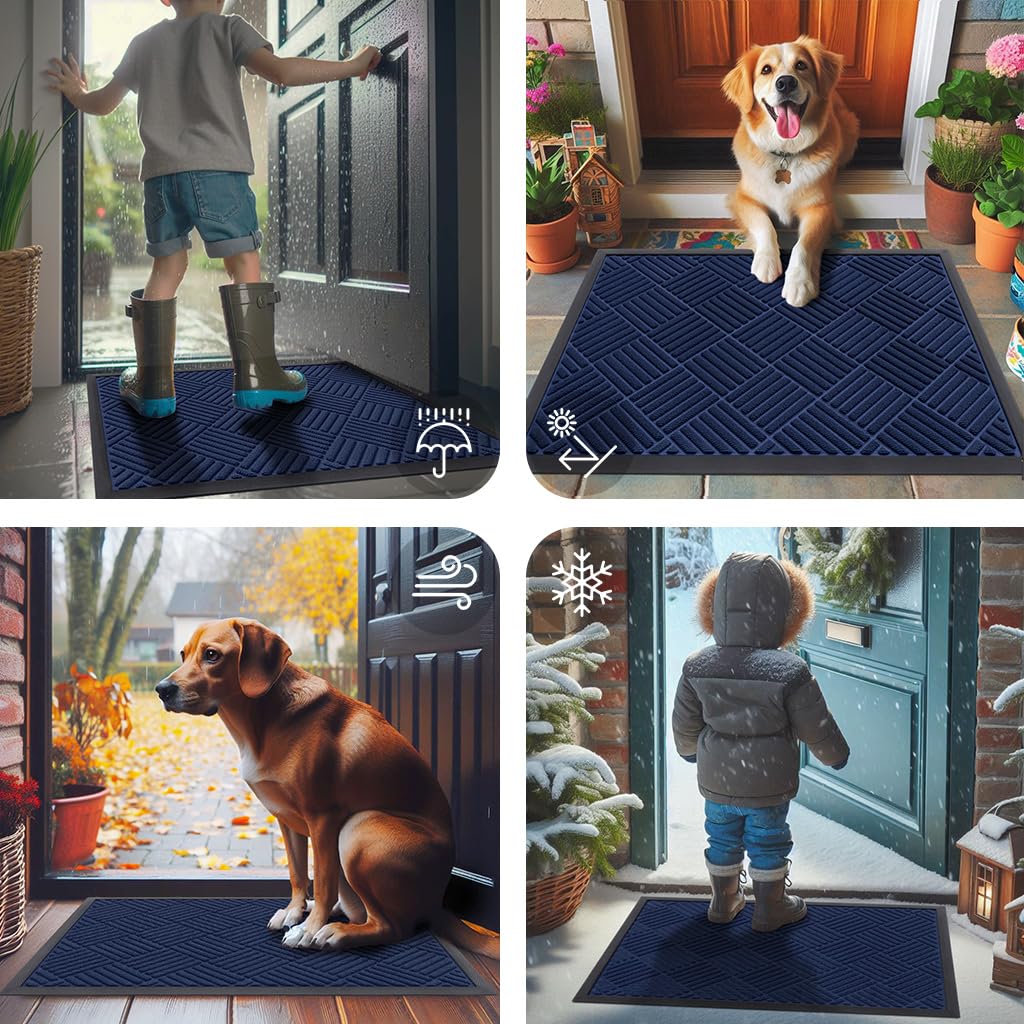 Smiry navy mat handles high-traffic areas with durable construction.