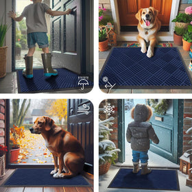 Smiry navy mat handles high-traffic areas with durable construction.
