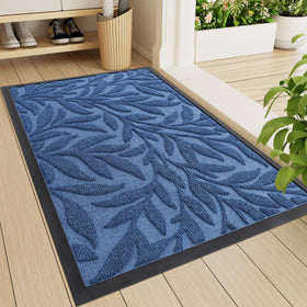 Smiry front door mat in blue traps dirt at the entrance and keeps floors clean.