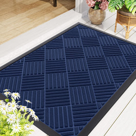 Smiry navy mat adds style while reducing tracked debris.