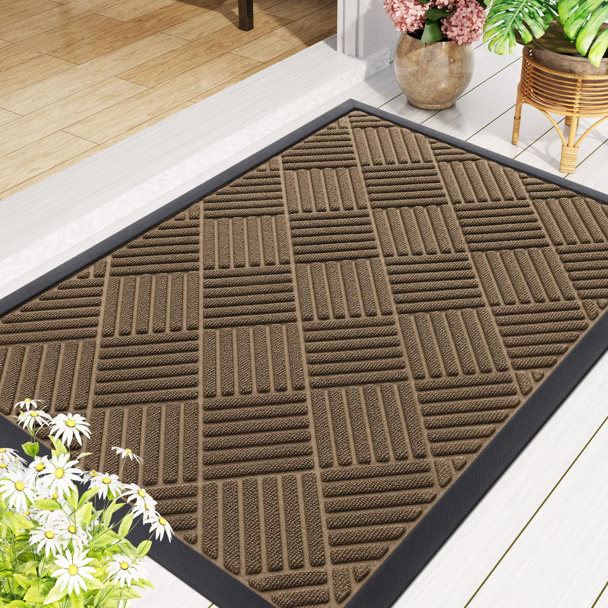 Smiry front door mat size 29.5 by 17 inches for wide doorways