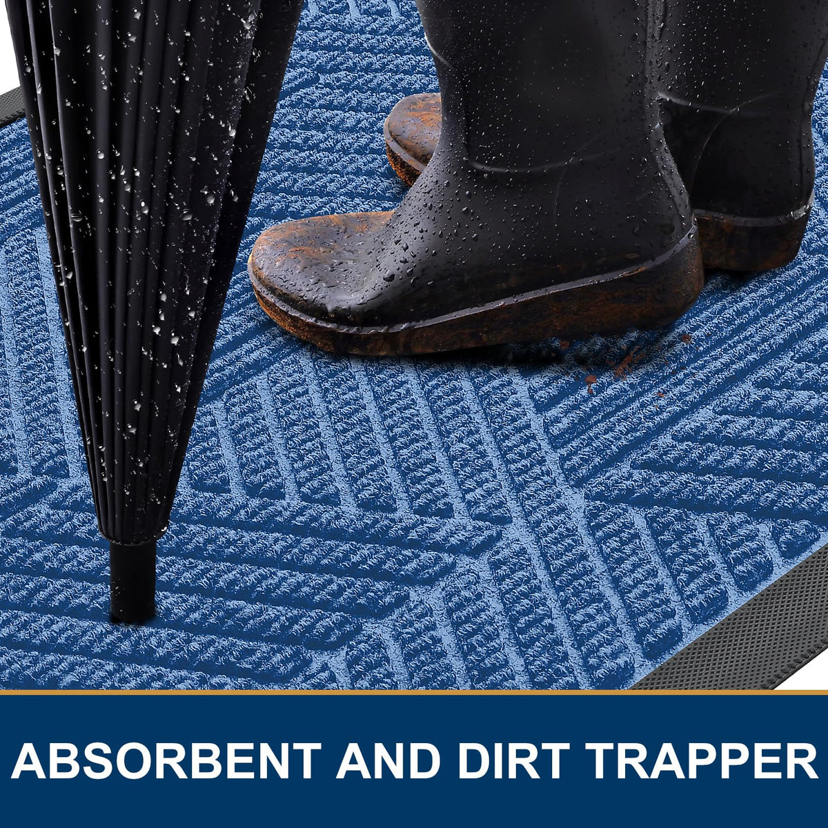 Smiry irregular triangle blue mat adapts for indoor and outdoor use.