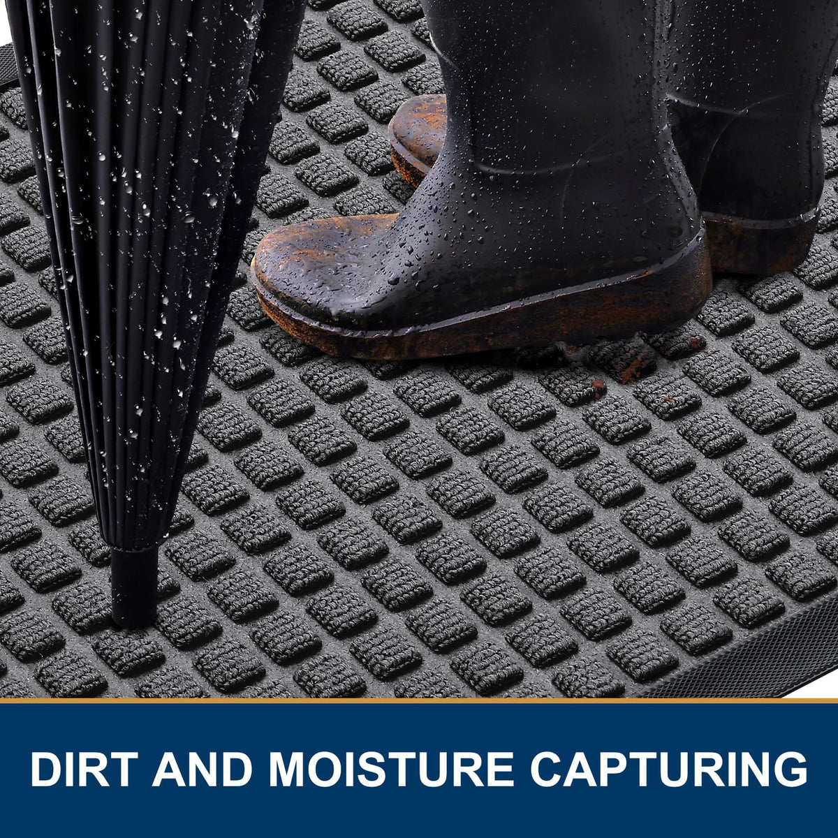 Smiry non-slip door mat low-profile keeps doors opening smoothly while preventing slips.