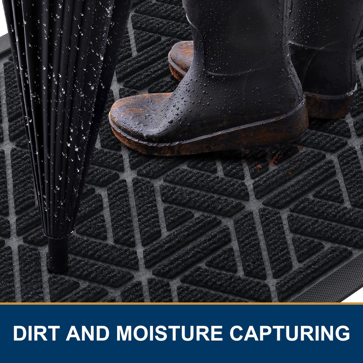 Smiry non-slip rubber liner provides grip to prevent slipping on wet floors.