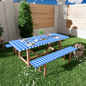 Smiry outdoor dining setup highlights sturdy fabric and simple maintenance.