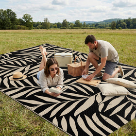 Smiry Outdoor Rug 5x8 is reversible, offering two stylish looks and extended lifespan