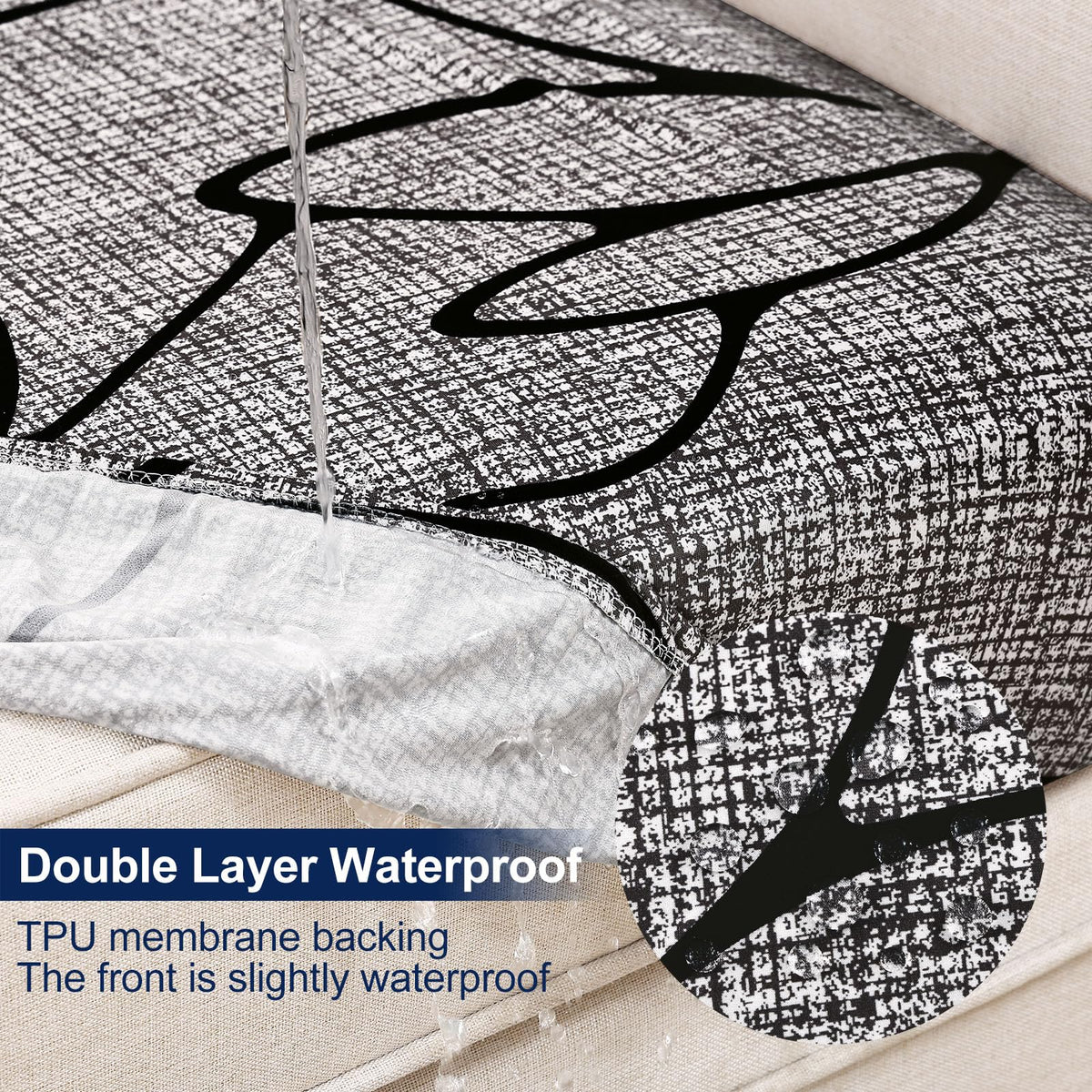 Smiry stretch cushion cover close-up showing elastic fabric for secure fit