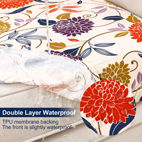 Smiry orange stretch cushion cover shows secure fit on irregular seat shapes