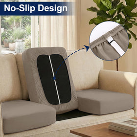 Elastic Smiry fabric stretches over chair corners for a snug fit.