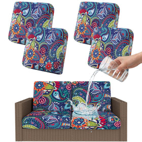 Smiry waterproof cushion cover front view in blue-green protects against spills