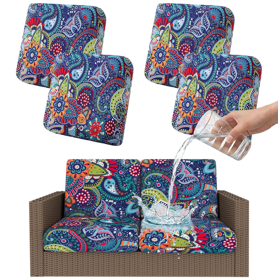 Smiry waterproof cushion cover front view in blue-green protects against spills