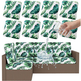 Smiry waterproof patio cushion cover in green front view showing outdoor protection against spills