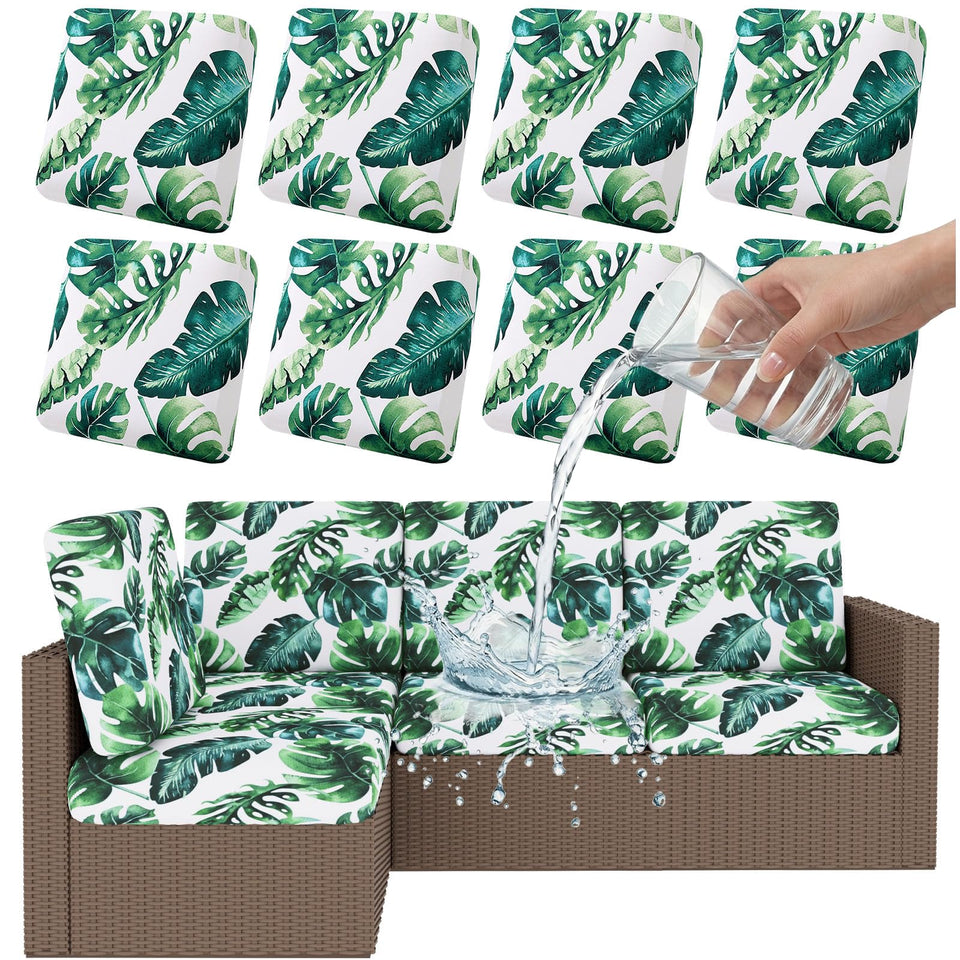 Smiry waterproof patio cushion cover in green front view showing outdoor protection against spills