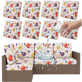 Smiry waterproof orange patio cushion cover on a chair protecting against spills