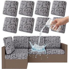 Smiry waterproof patio cushion cover top view with TPU backing protecting cushions from spills