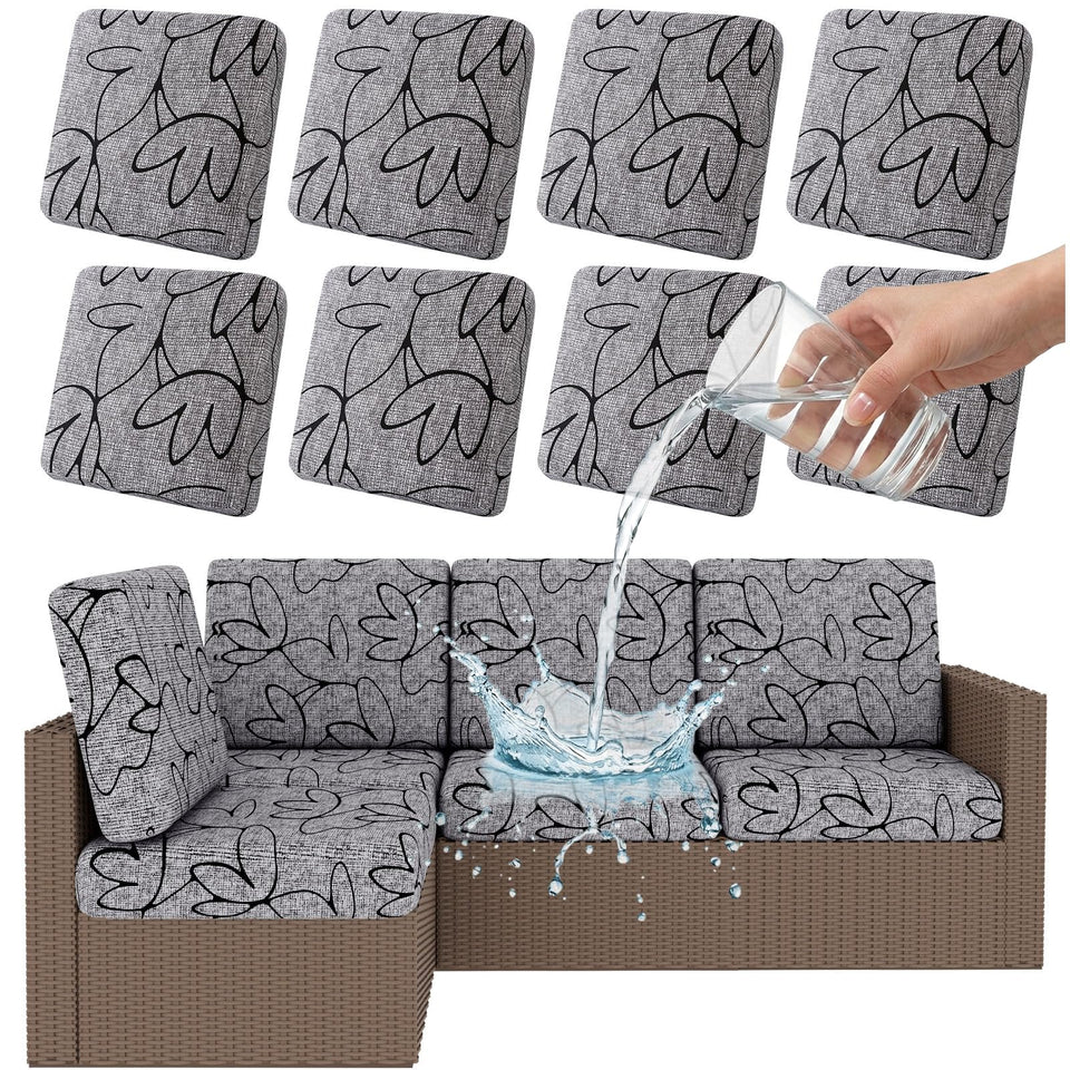 Smiry waterproof patio cushion cover top view with TPU backing protecting cushions from spills