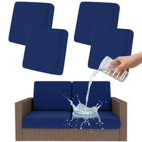 Smiry navy blue waterproof cushion cover protects outdoor furniture from spills and sun.