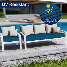 Smiry cushion covers suit indoor and outdoor spaces in peacock blue