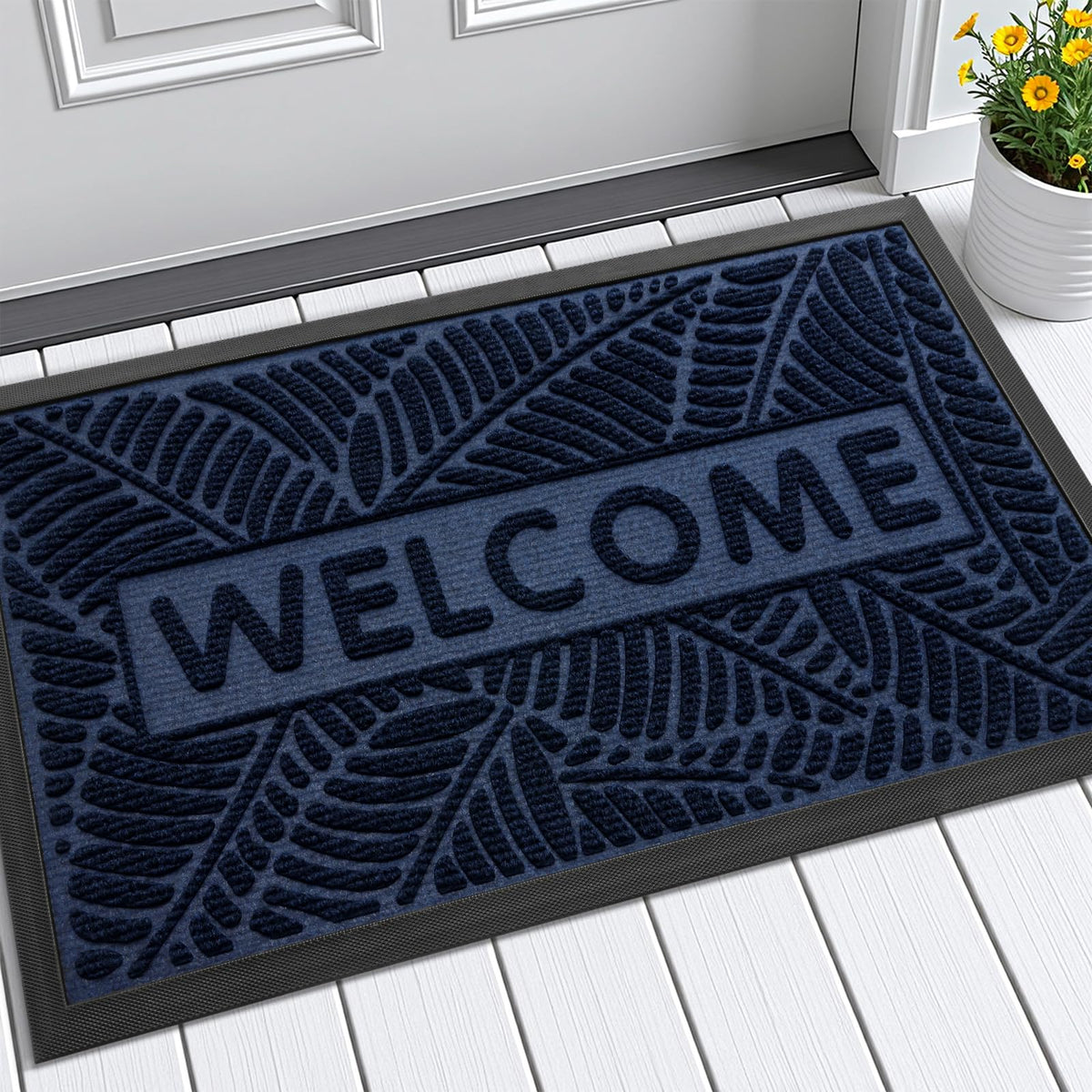 Smiry Welcome Mat at the front door traps moisture and dirt for a tidy entry.