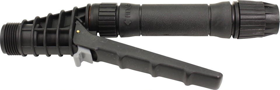 Smith Performance Sprayers 182865 Pro Poly Shut-Off with inline filter showing lock-on for reduced fatigue.