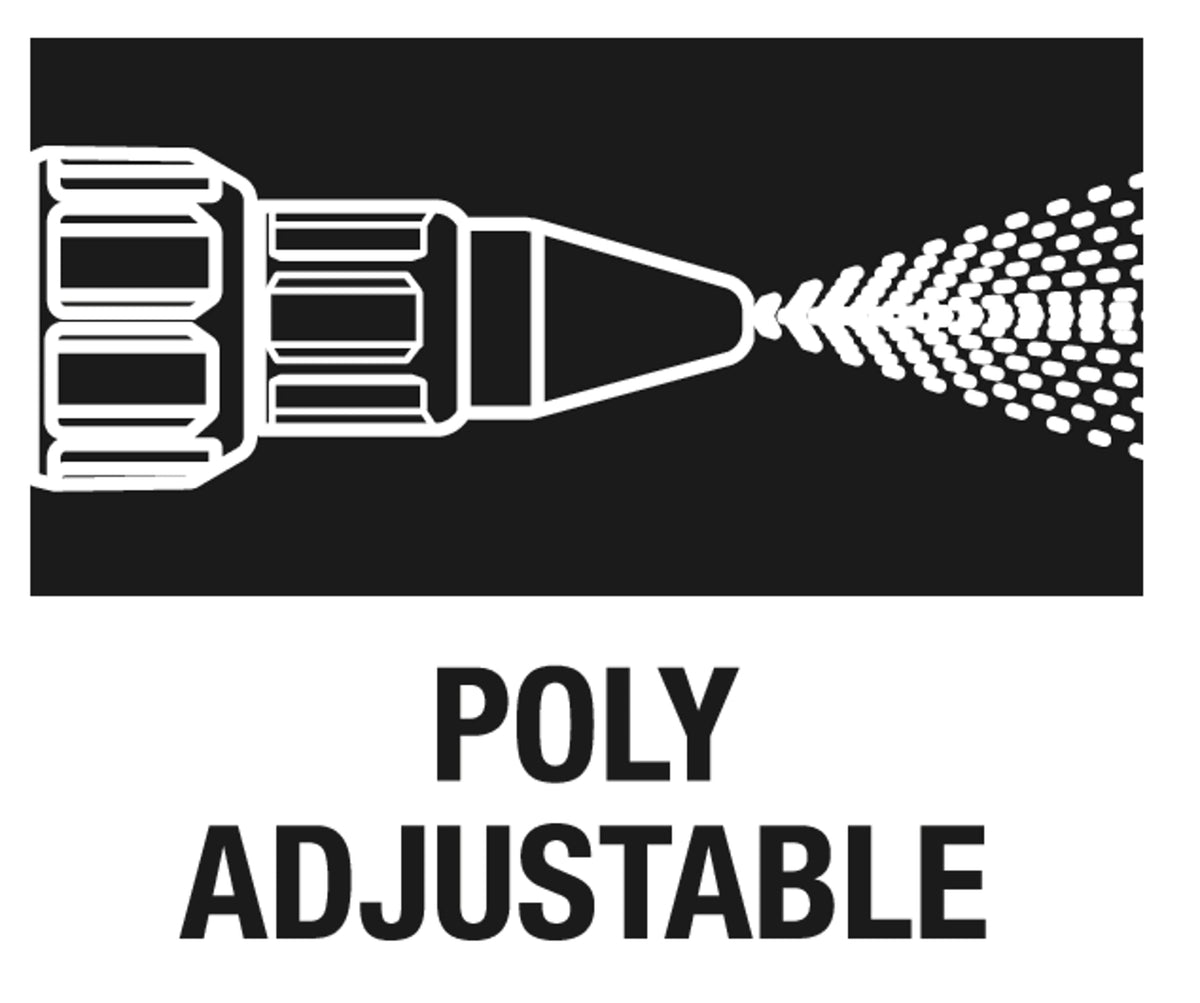 Adjustable poly nozzle switches from cone to stream for versatility