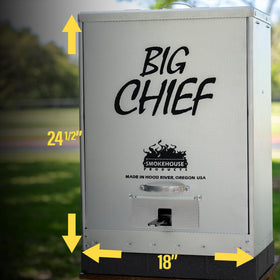 Smokehouse Big Chief removable wood chip pan for quick flavor changes.
