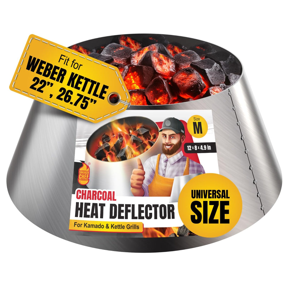 Smoker Chef heat-deflector on Weber kettle for even cooking
